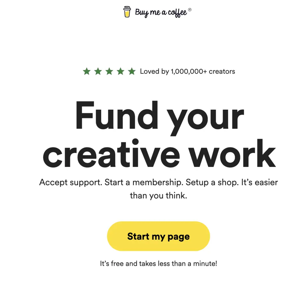 Buy Me a Coffee homepage